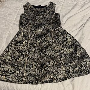 Place Elegant Black and Gold Floral Dress
